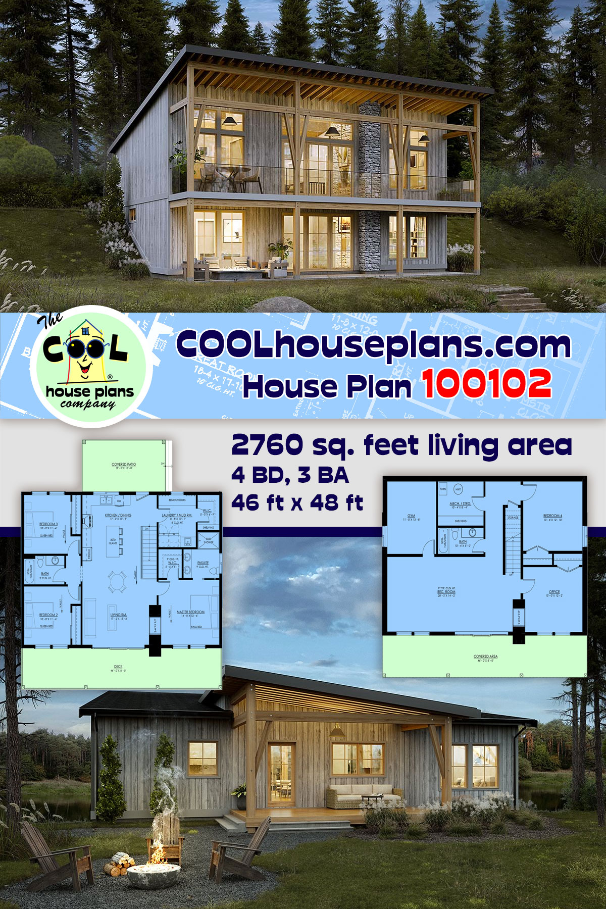 Cabin, Country, Farmhouse House Plan 100102 with 4 Beds, 3 Baths