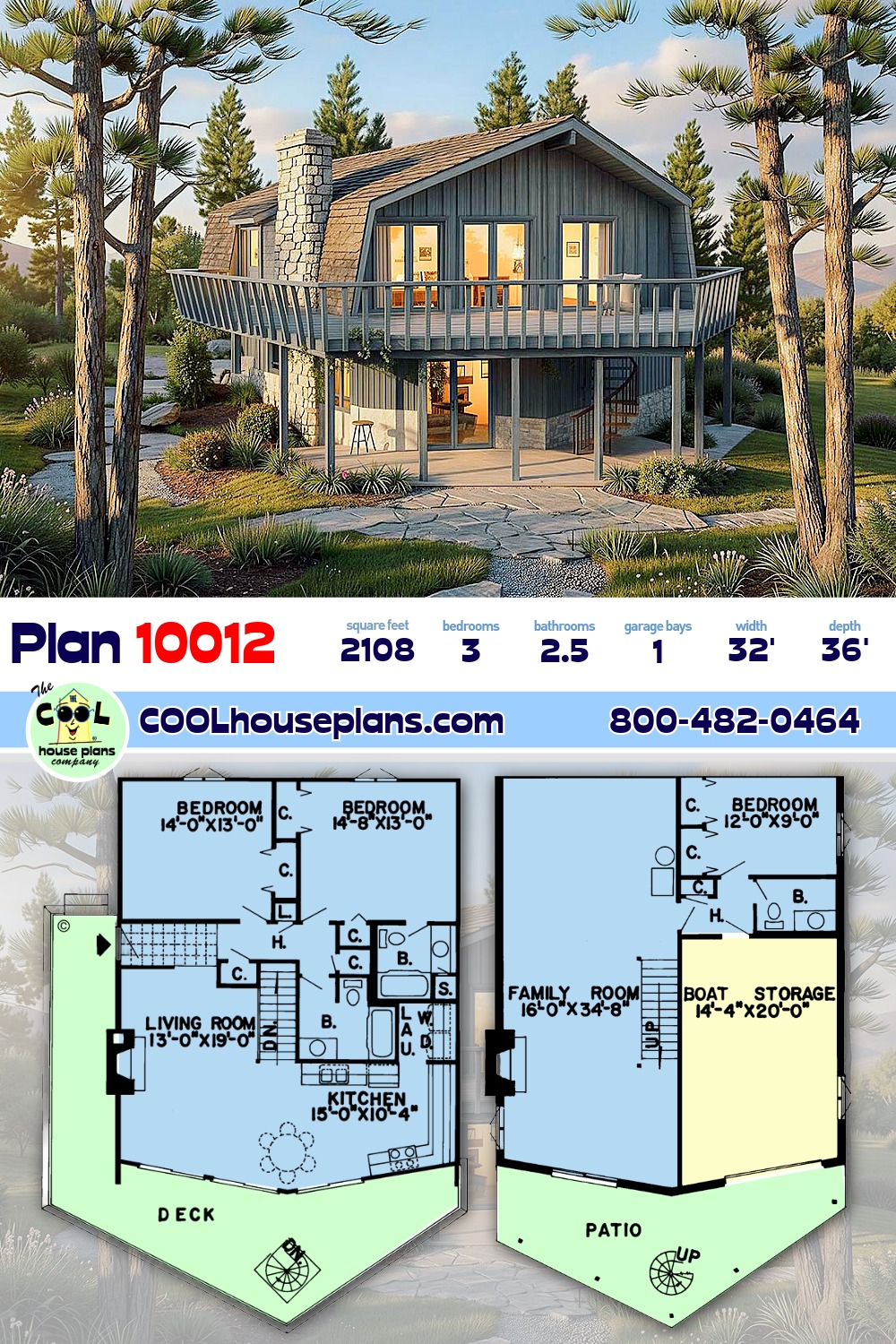 Contemporary, Retro House Plan 10012 with 3 Beds, 3 Baths, 1 Car Garage