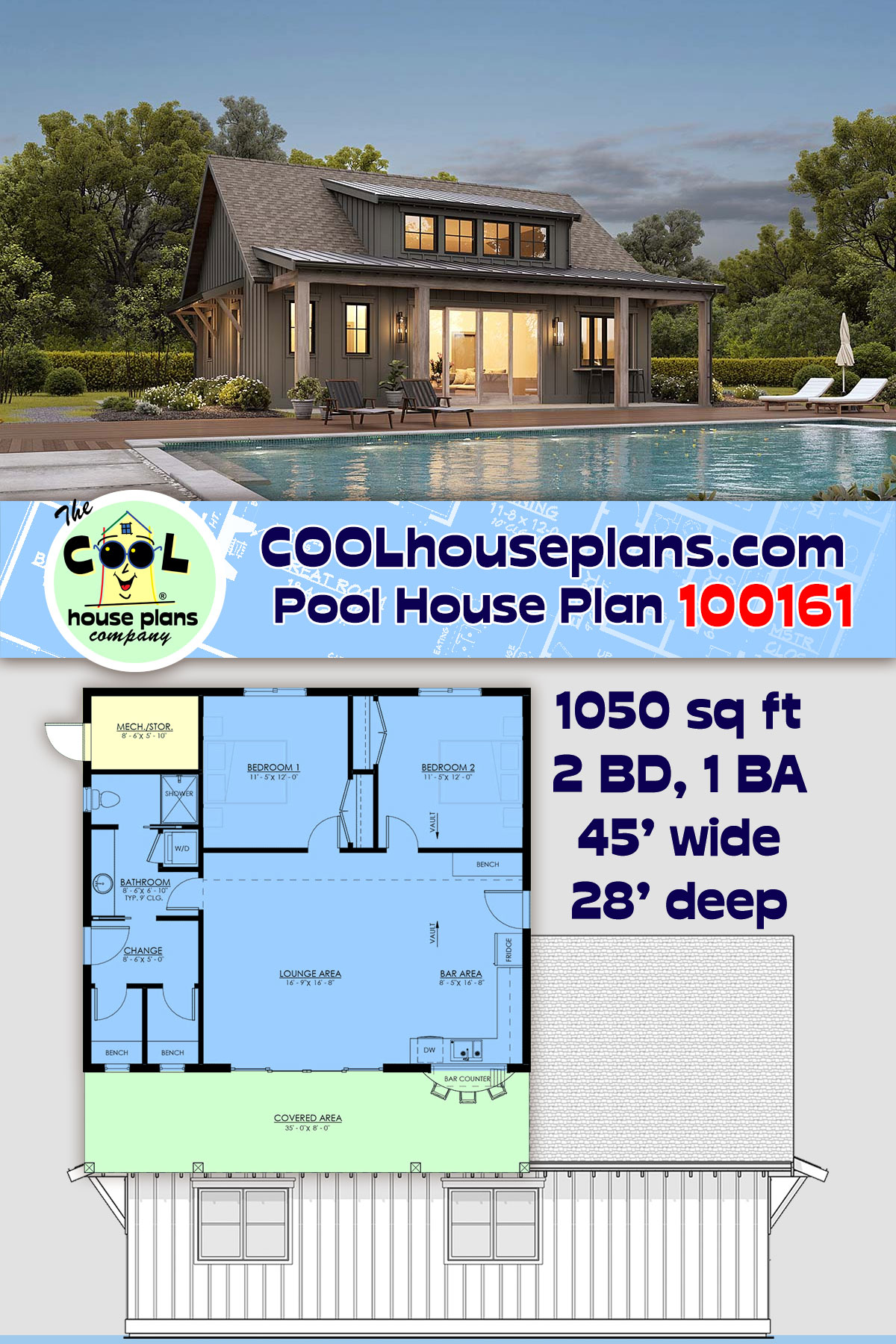 Coastal, Country, Craftsman, Farmhouse Misc Plan 100161 with 2 Beds, 1 Baths