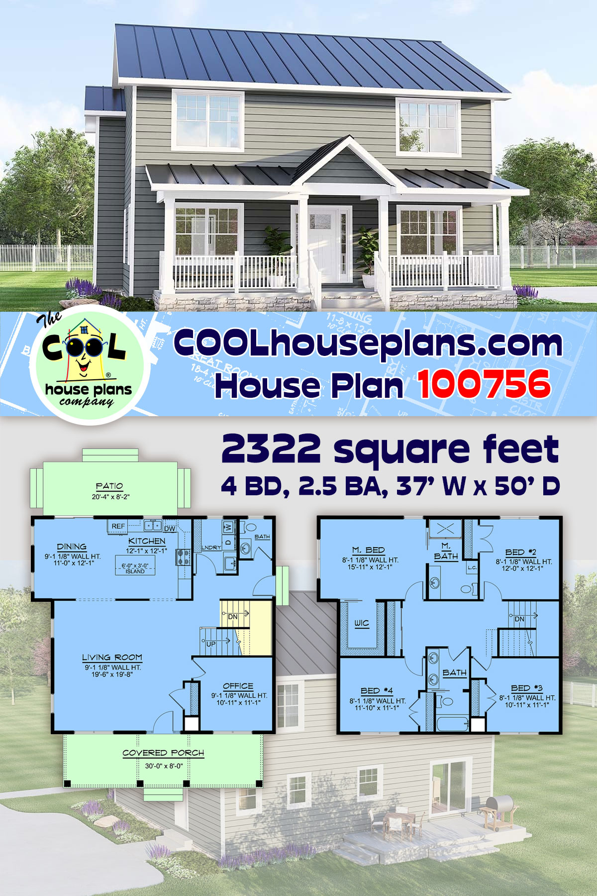 Coastal, Cottage, Country, Farmhouse, Traditional House Plan 100756 with 4 Beds, 3 Baths