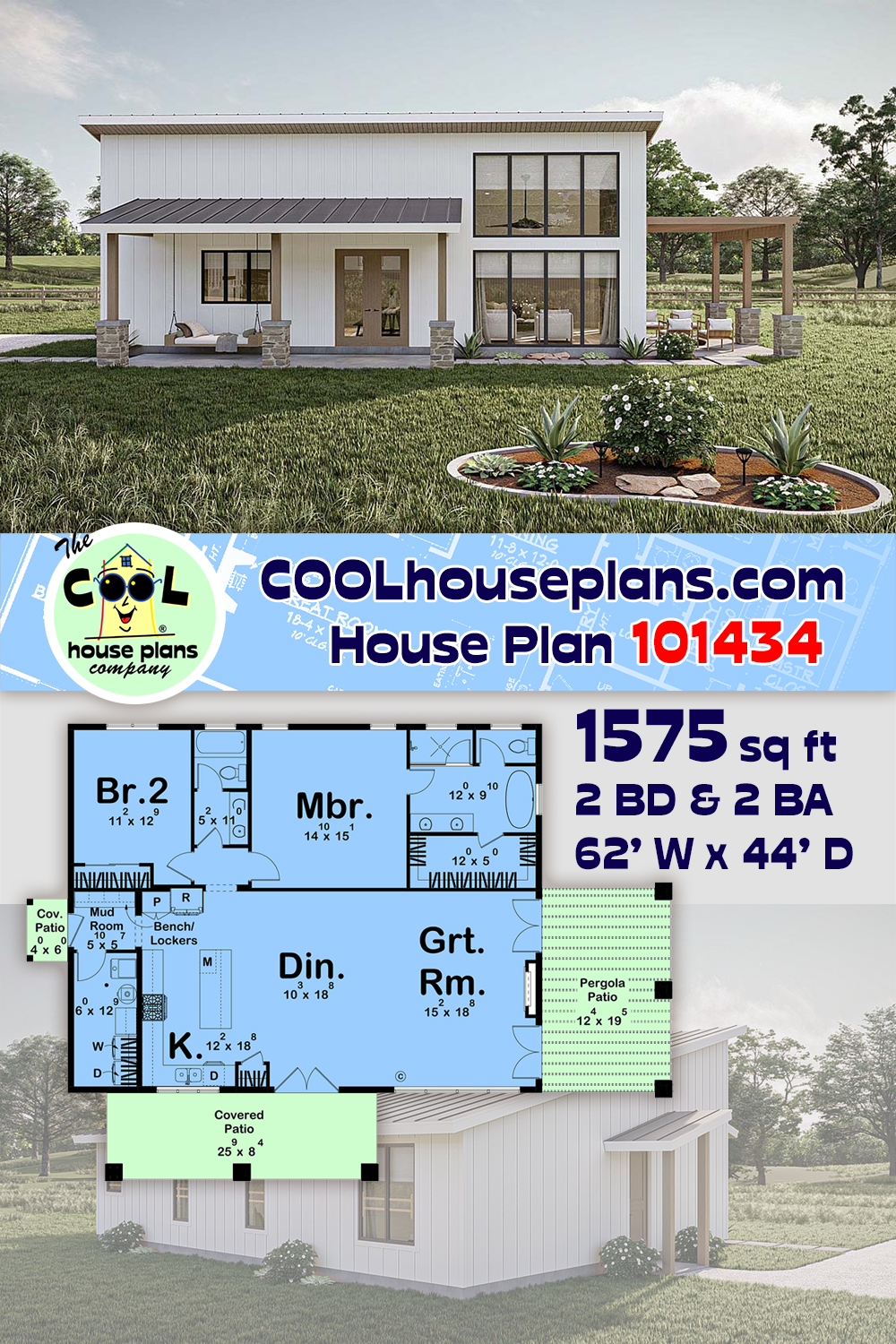 Barndominium, Contemporary House Plan 101434 with 2 Beds, 2 Baths