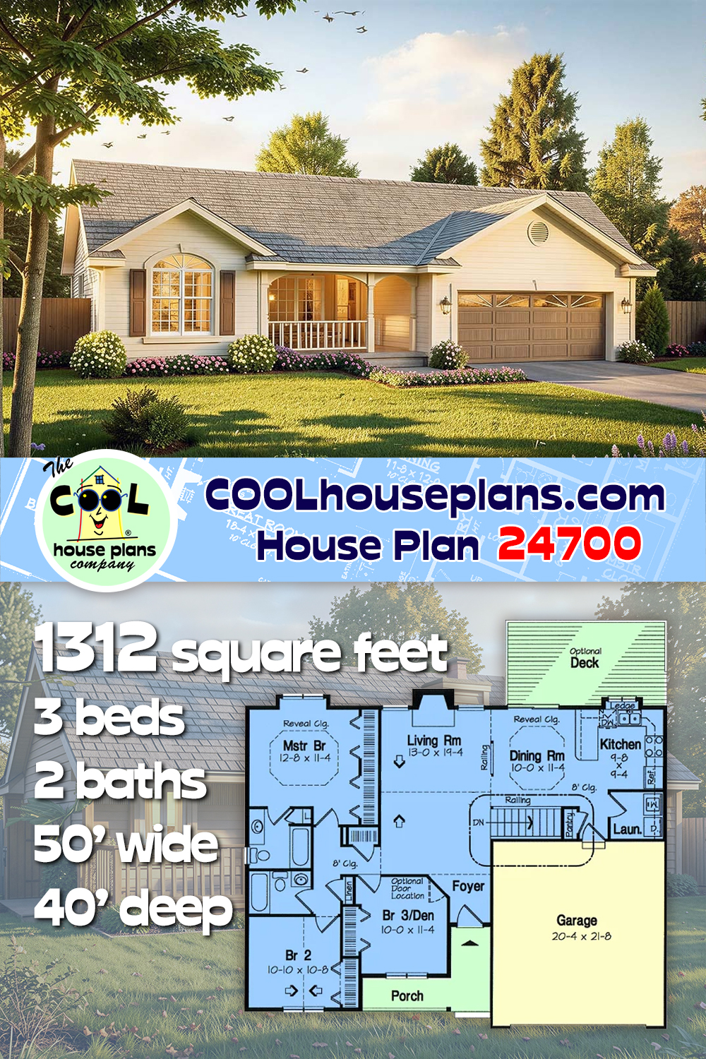 Cottage, Country, Ranch, Southern, Traditional House Plan 24700 with 3 Beds, 2 Baths, 2 Car Garage