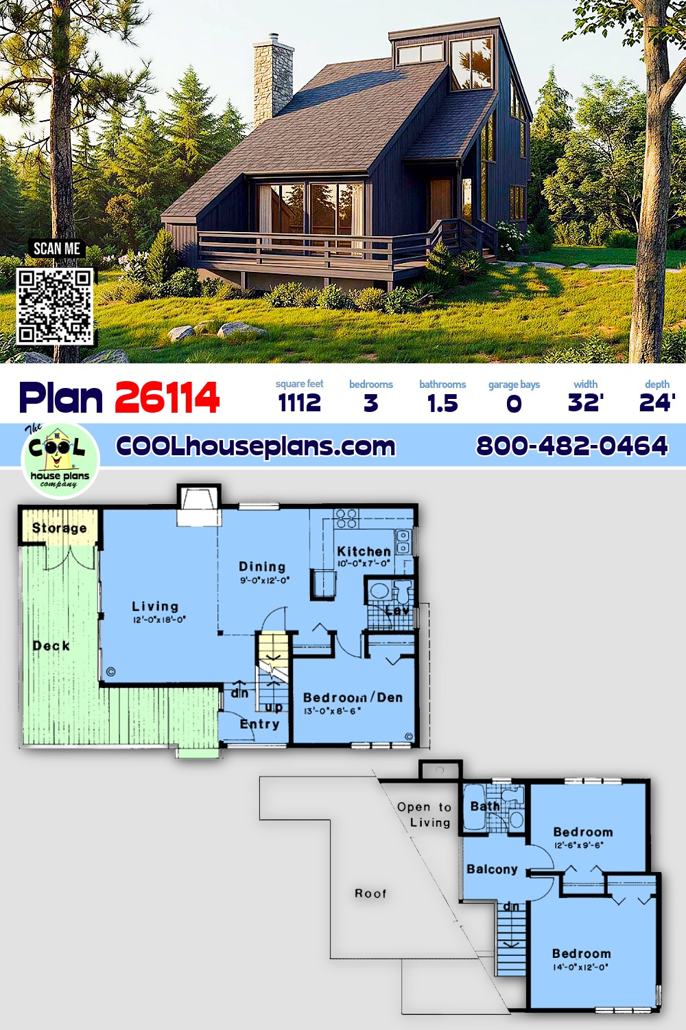 Contemporary, Modern, Retro House Plan 26114 with 3 Beds, 2 Baths