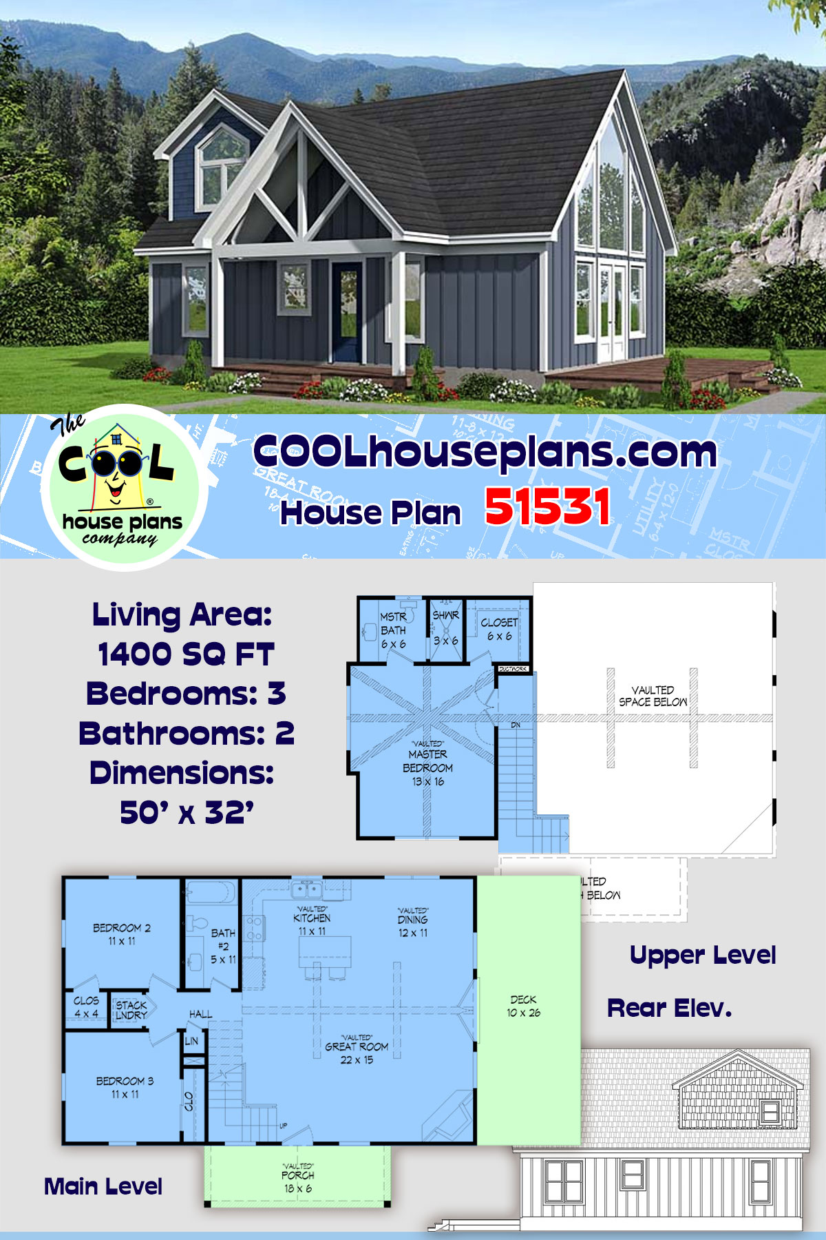 Contemporary, Traditional House Plan 51531 with 3 Beds, 2 Baths