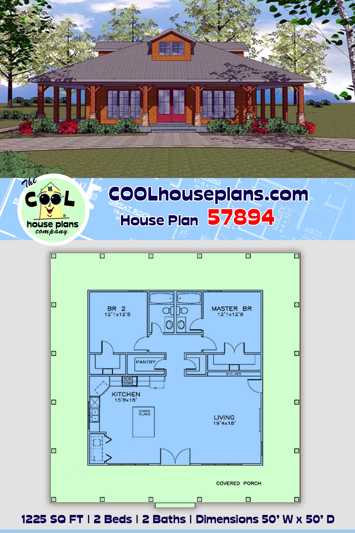 Cottage, Florida, Southern House Plan 57894 with 2 Beds, 2 Baths