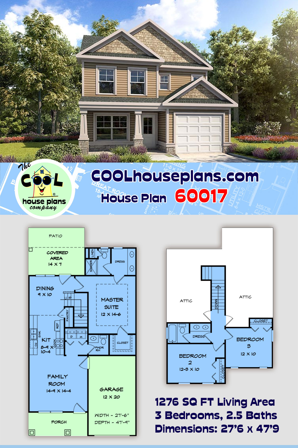 Country, Craftsman, Traditional House Plan 60017 with 3 Beds, 3 Baths, 2 Car Garage