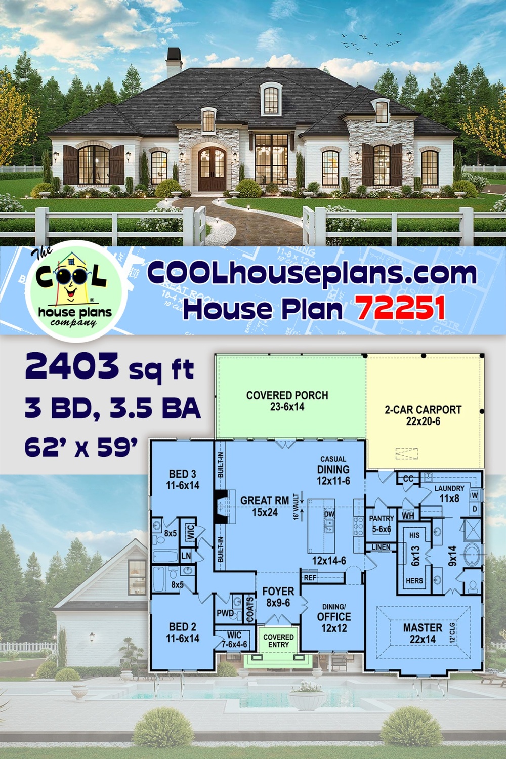 Contemporary, European House Plan 72251 with 3 Beds, 4 Baths, 2 Car Garage