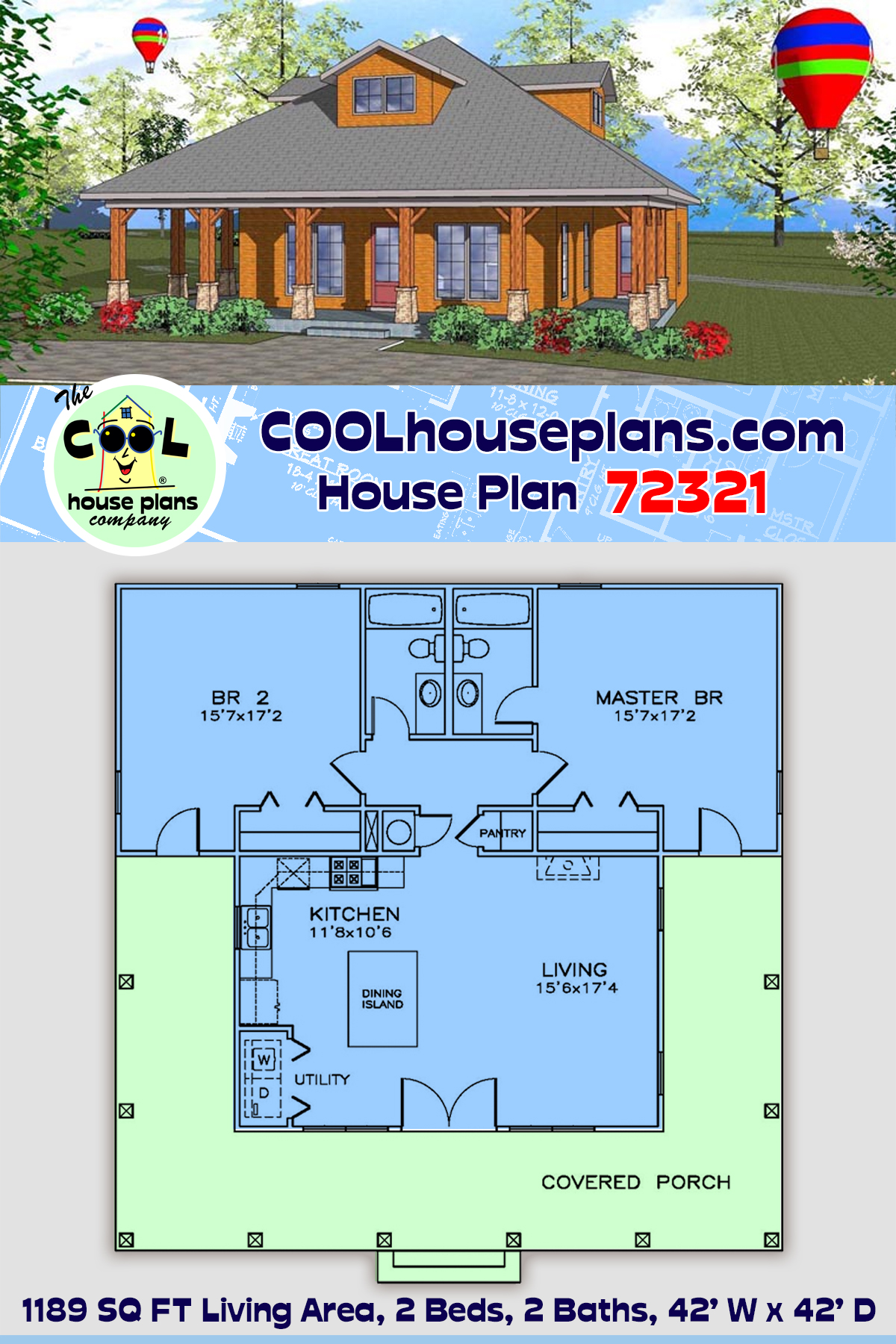 Cottage, Florida, Southern House Plan 72321 with 2 Beds, 2 Baths
