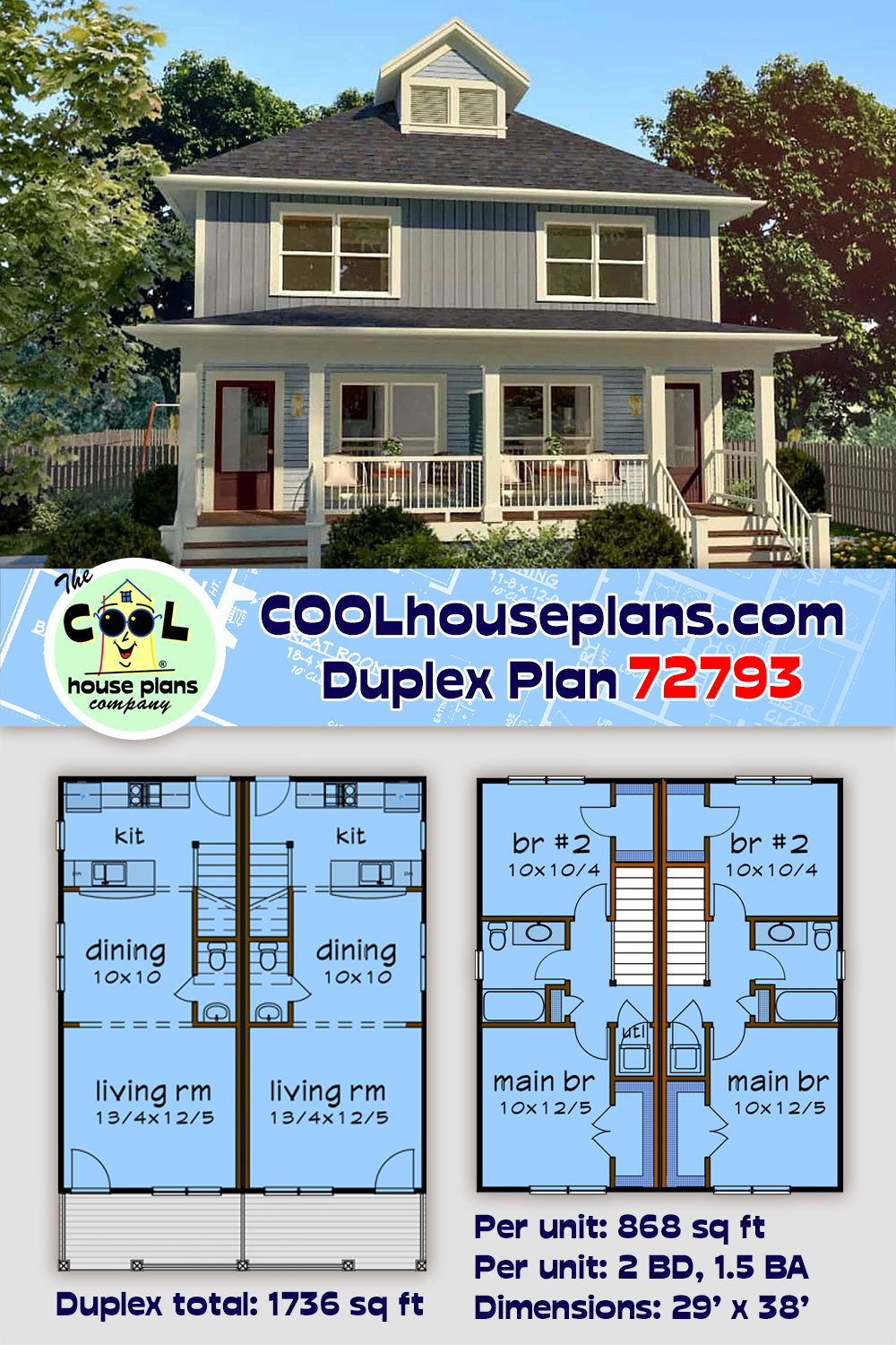 Multi-Family Plan 72793 with 4 Beds, 4 Baths