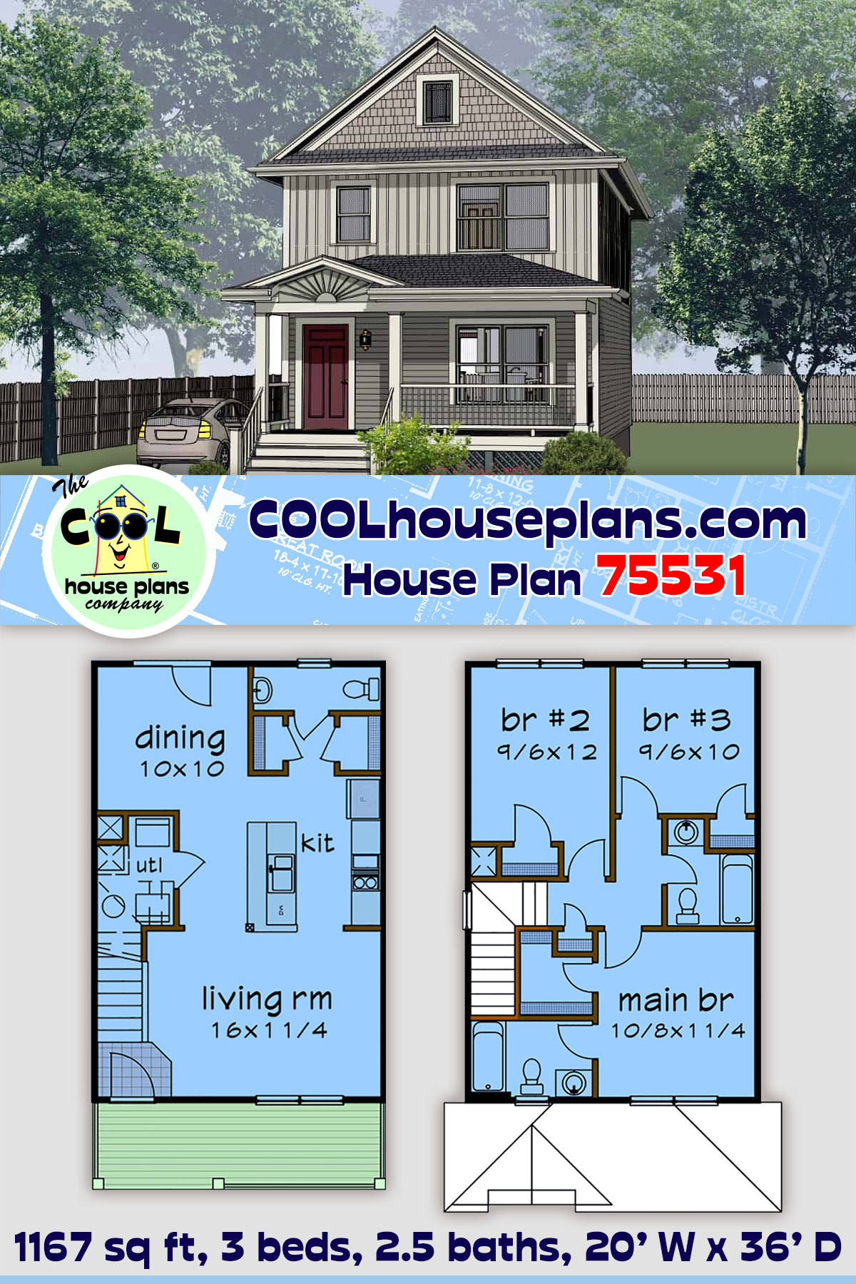 Colonial, Country, Traditional House Plan 75531 with 3 Beds, 3 Baths