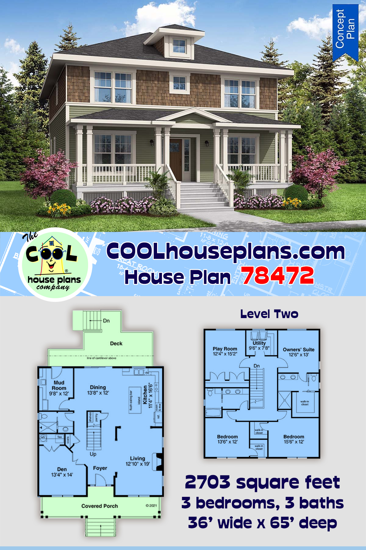 Cape Cod, Cottage, Country House Plan 78472 with 3 Beds, 3 Baths