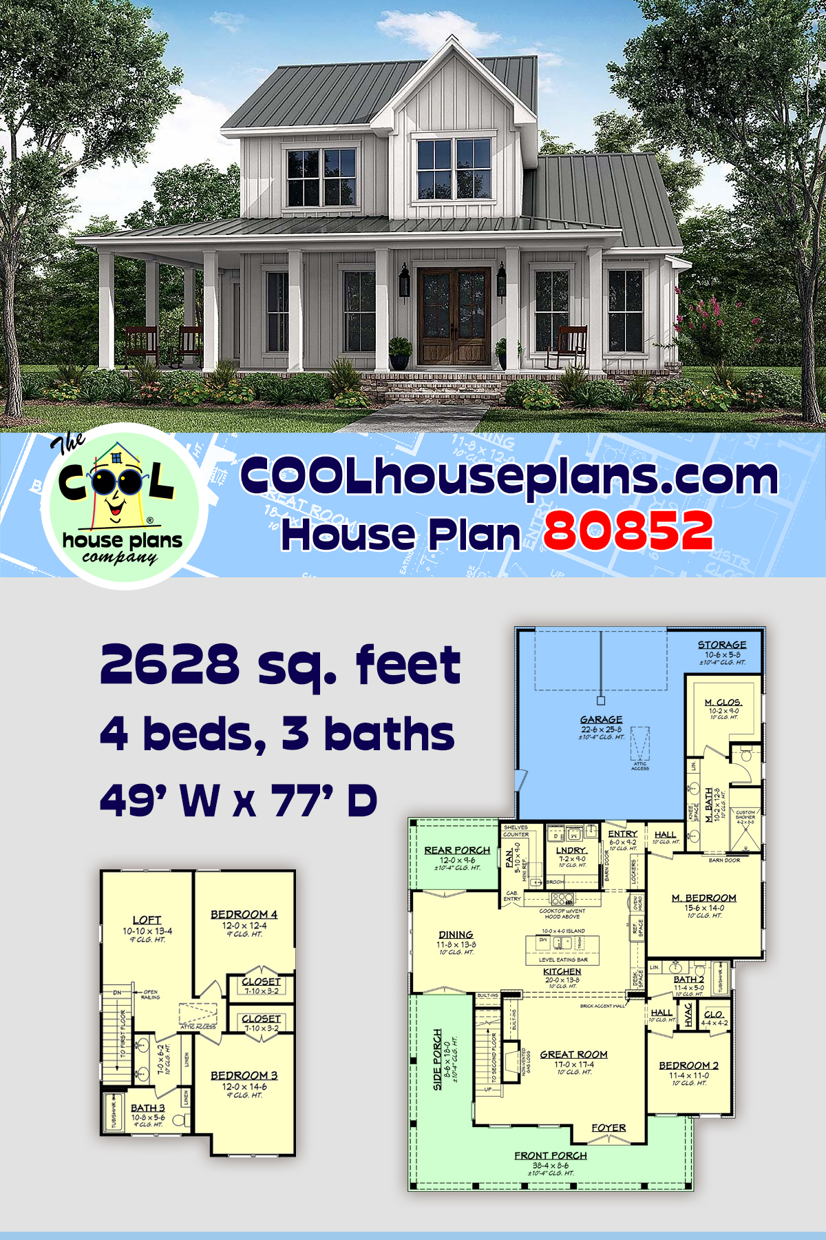 【未使用品】 House Plan 80852 - Traditional Style with 2628 Sq Ft, 4 Bed 洋書