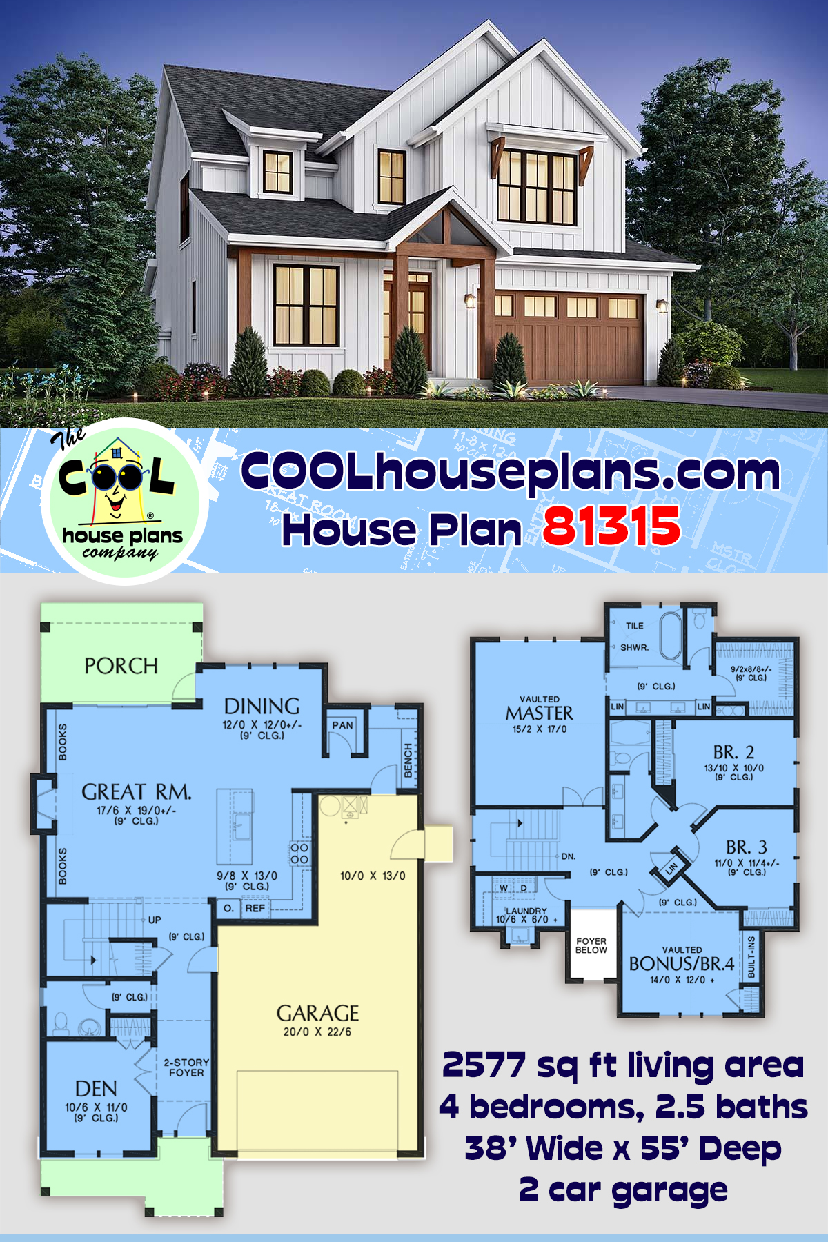 Contemporary, Cottage, Country, Farmhouse House Plan 81315 with 4 Beds, 3 Baths, 2 Car Garage