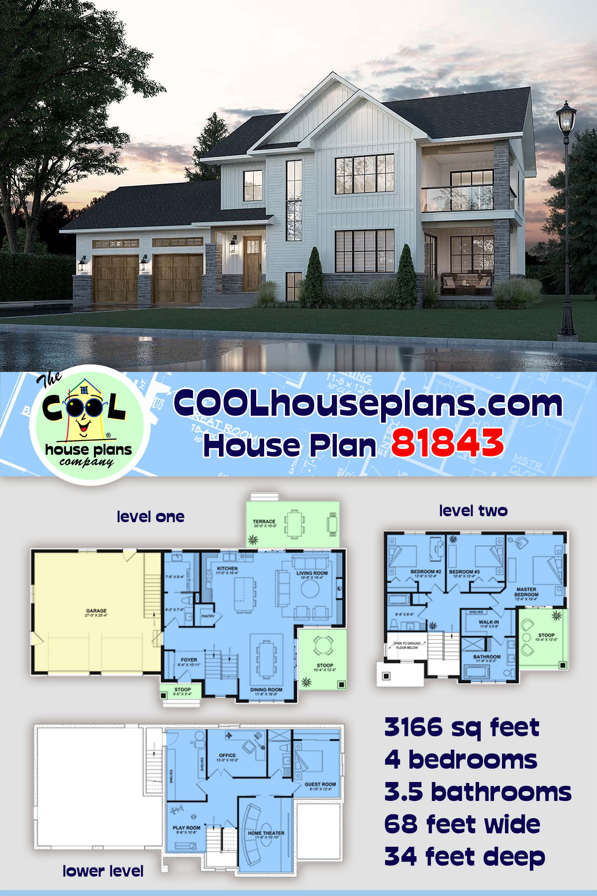 Craftsman, New American, Traditional House Plan 81843 with 4 Beds, 4 Baths, 2 Car Garage