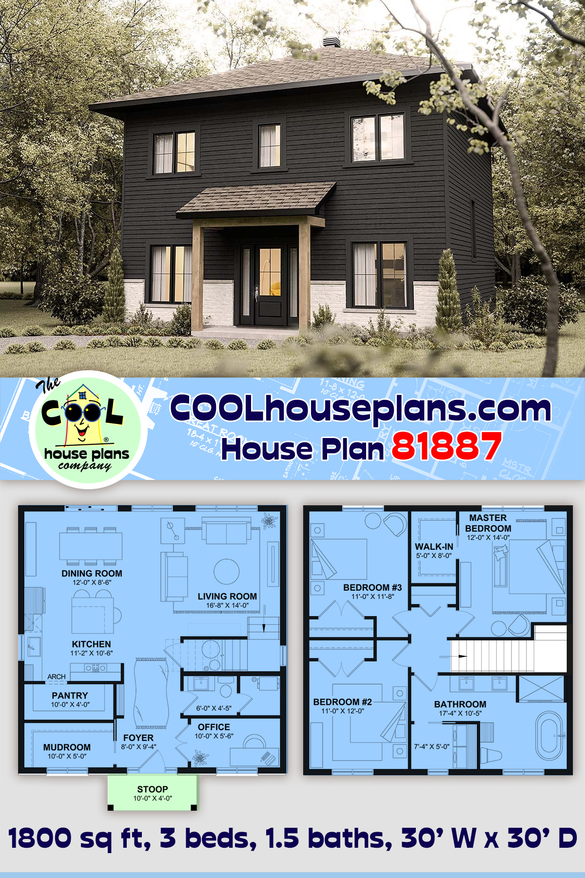 Contemporary, Craftsman, New American, Prairie House Plan 81887 with 3 Beds, 2 Baths