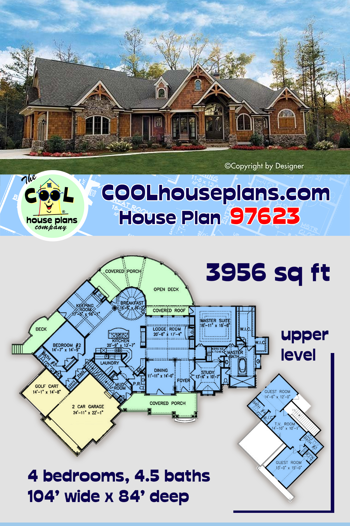 Country, Craftsman, Southern, Traditional House Plan 97623 with 4 Beds, 5 Baths, 2 Car Garage